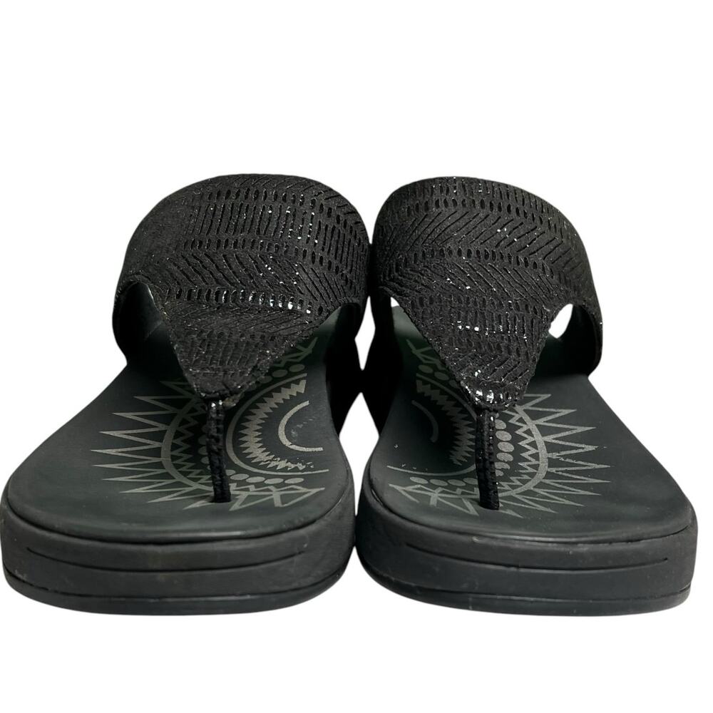 Skechers Retrogrades Sandals Women 10 Black Suede Relaxed Metallic Comfort Shoes - Picture 9 of 14
